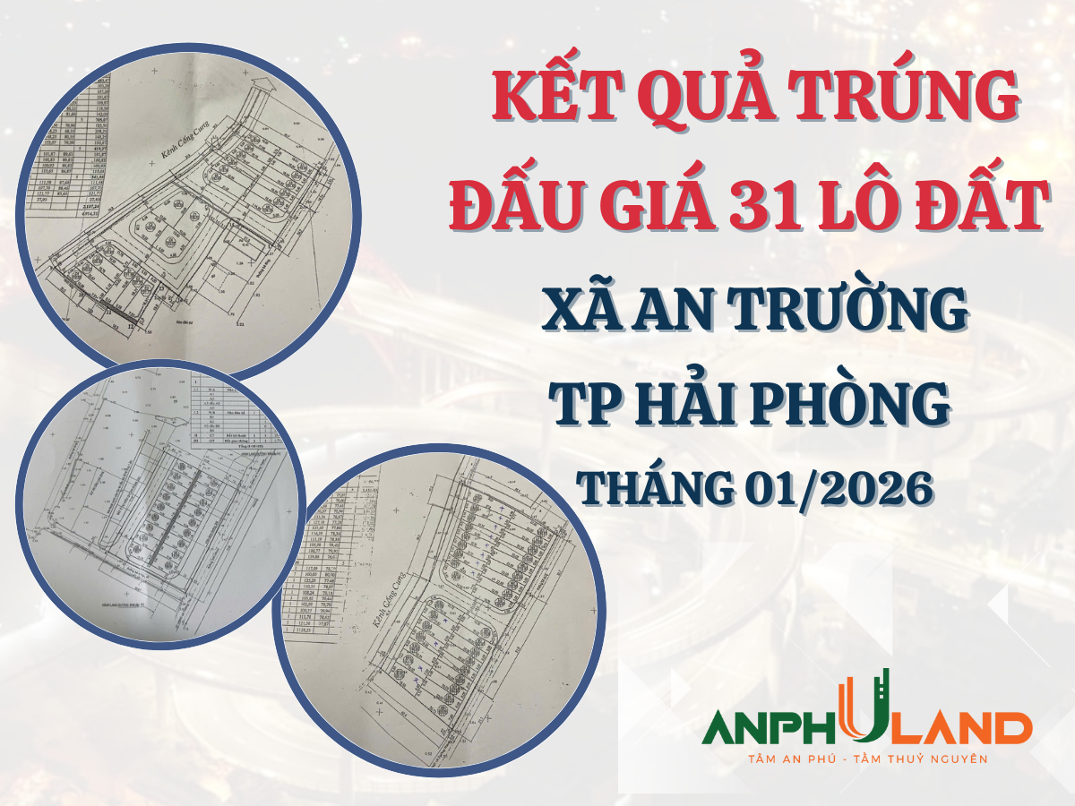 Kết quả trúng đấu giá 31 lô đất tại các thôn Phương Chử Tây (điểm 1), (điểm 2), thôn Ngọc Chử 2 và thôn Nghĩa Trang, xã An Trường, thành phố Hải Phòng tháng 1 năm 2026